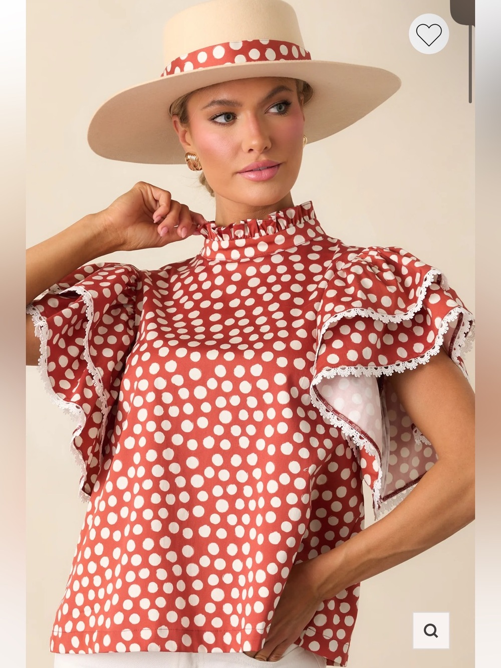 Prosperina Blair Polka Dot Ruffle Top